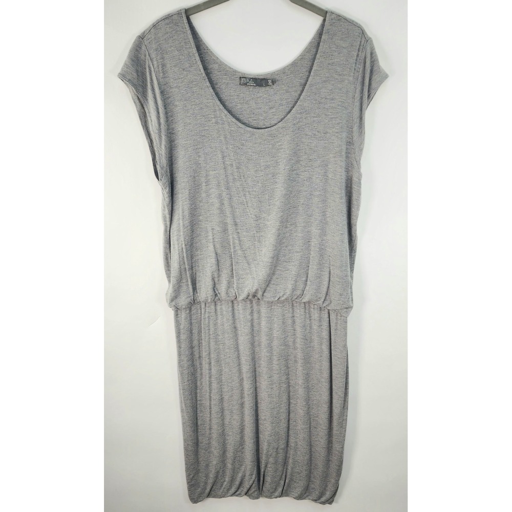 Prana Janey Foundation Dress Tencel Modal Stretch Short Sleeve Heather Gray